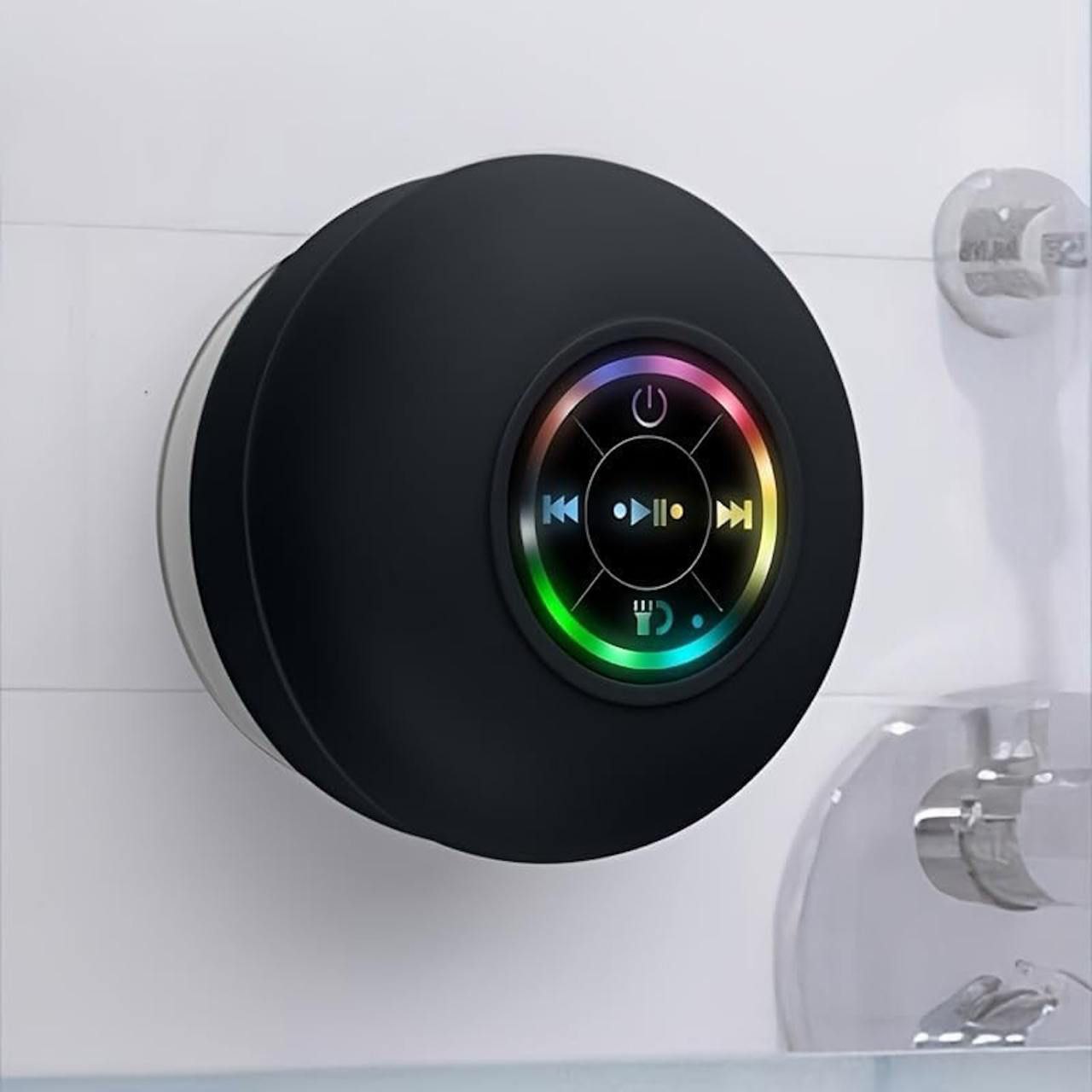 Mini LED Shower Speaker – Waterproof, Bluetooth & Rechargeable