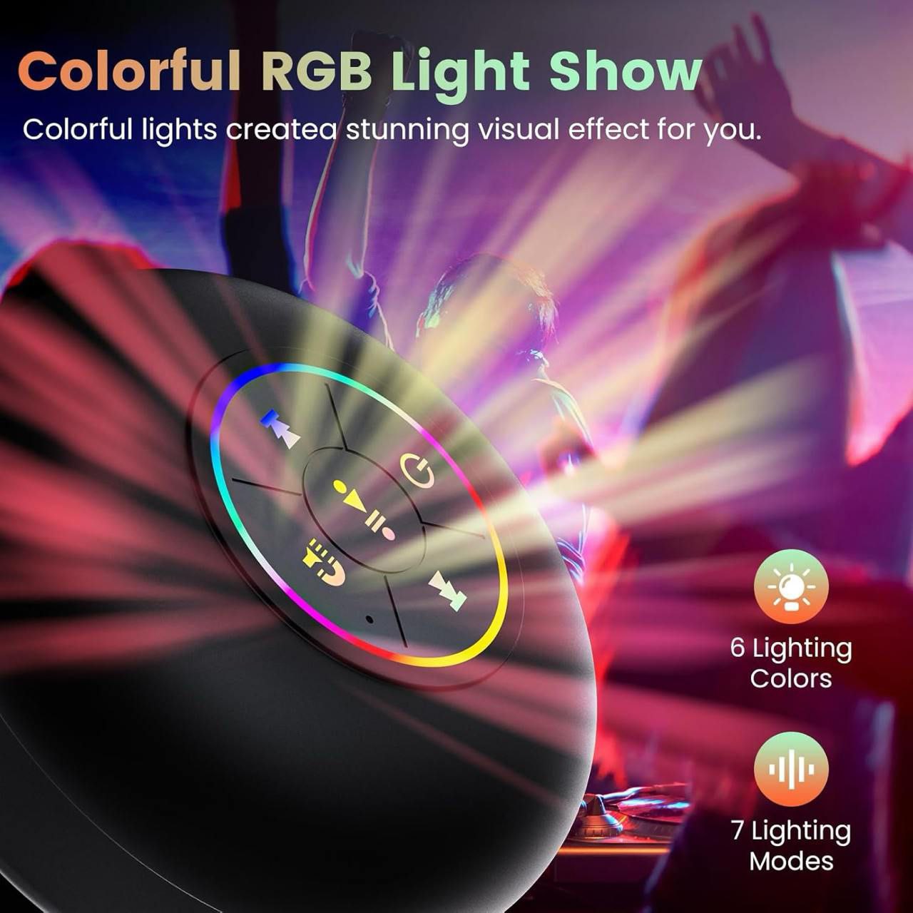 Mini LED Shower Speaker – Waterproof, Bluetooth & Rechargeable