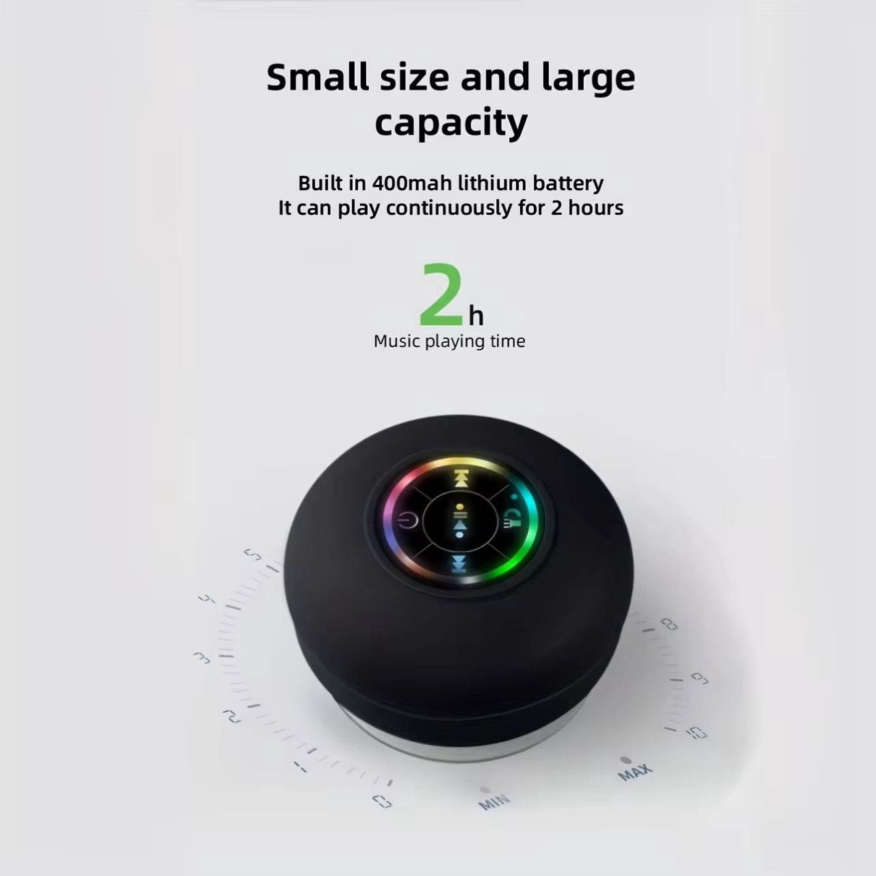 Mini LED Shower Speaker – Waterproof, Bluetooth & Rechargeable