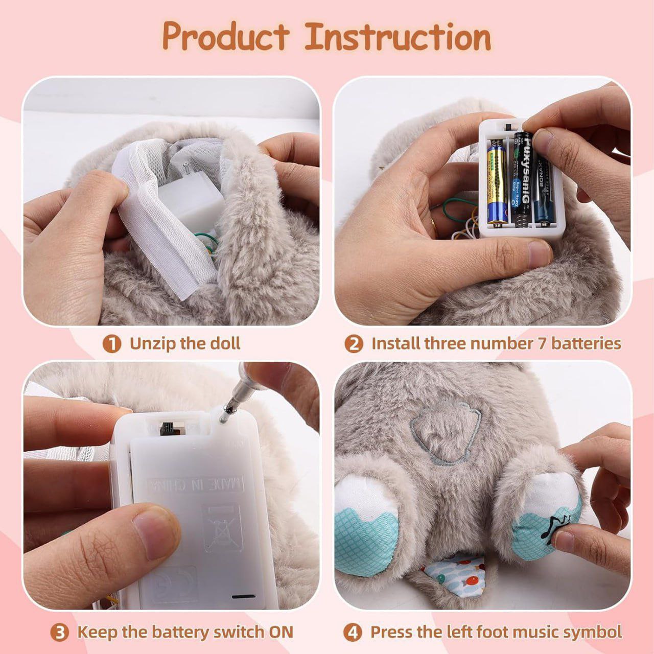 Breathing Teddy – Soothing Plush Toy with Music & Lights for Newborns