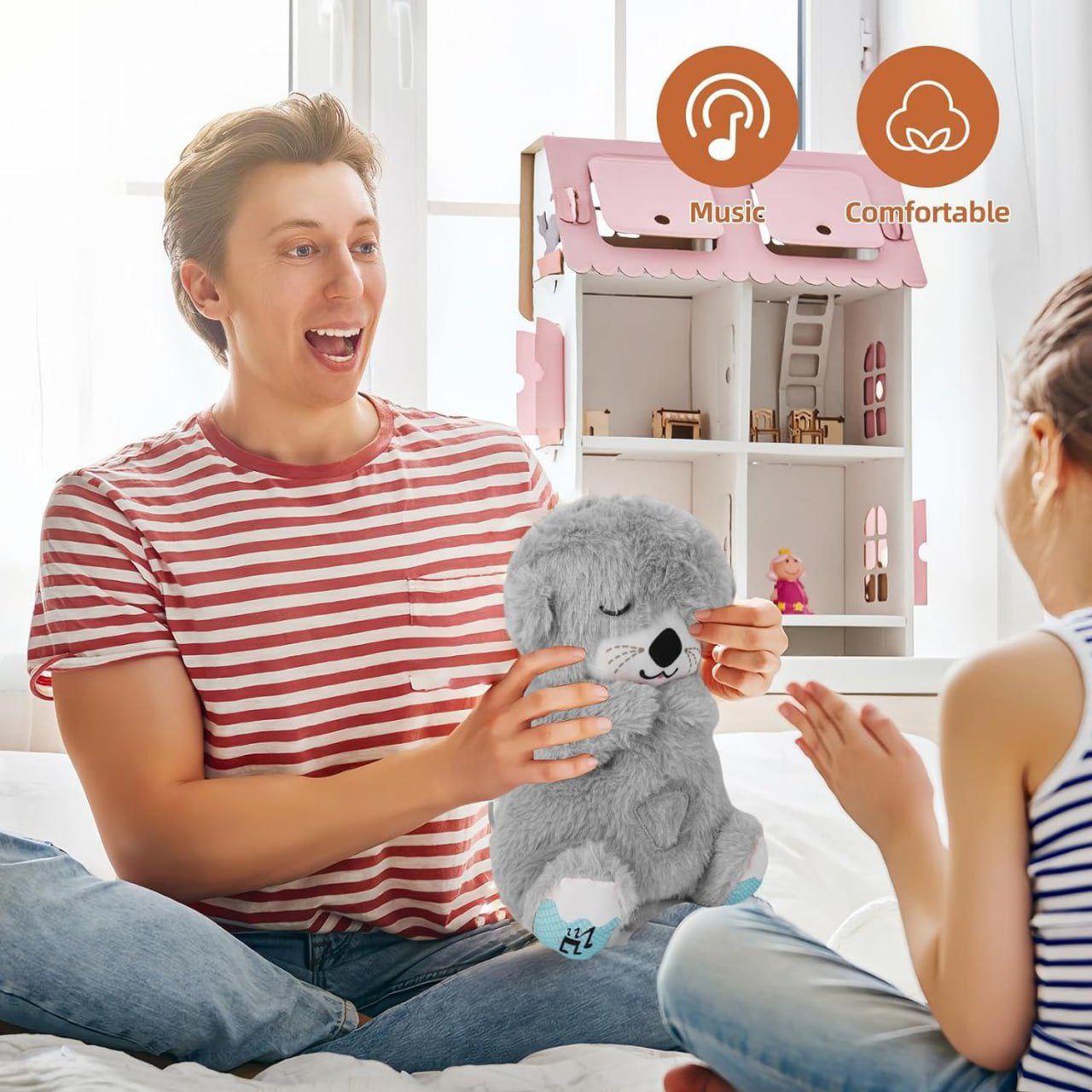 Breathing Teddy – Soothing Plush Toy with Music & Lights for Newborns
